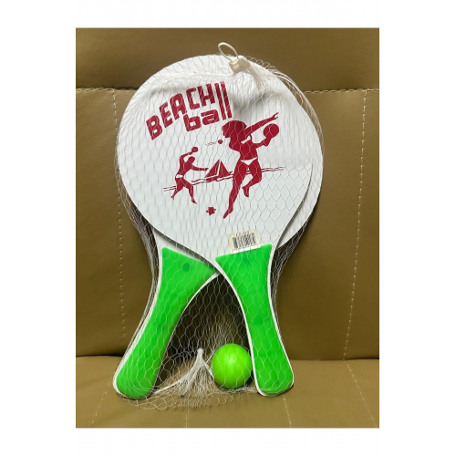 Deniz sahil havuz plaj tenis raketi ve kaliteli top fileli set (2 RAKET + 1 TOP)