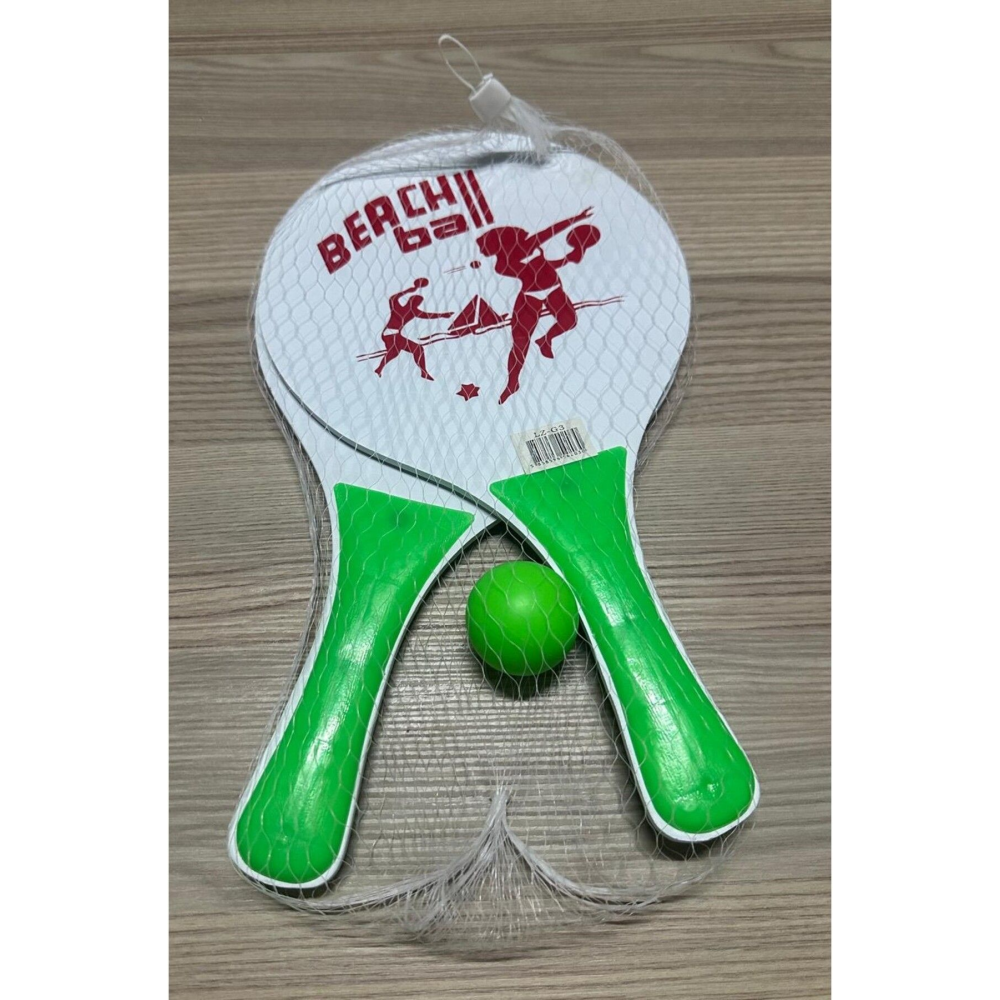Deniz sahil havuz plaj tenis raketi ve kaliteli top fileli set (2 RAKET + 1 TOP)