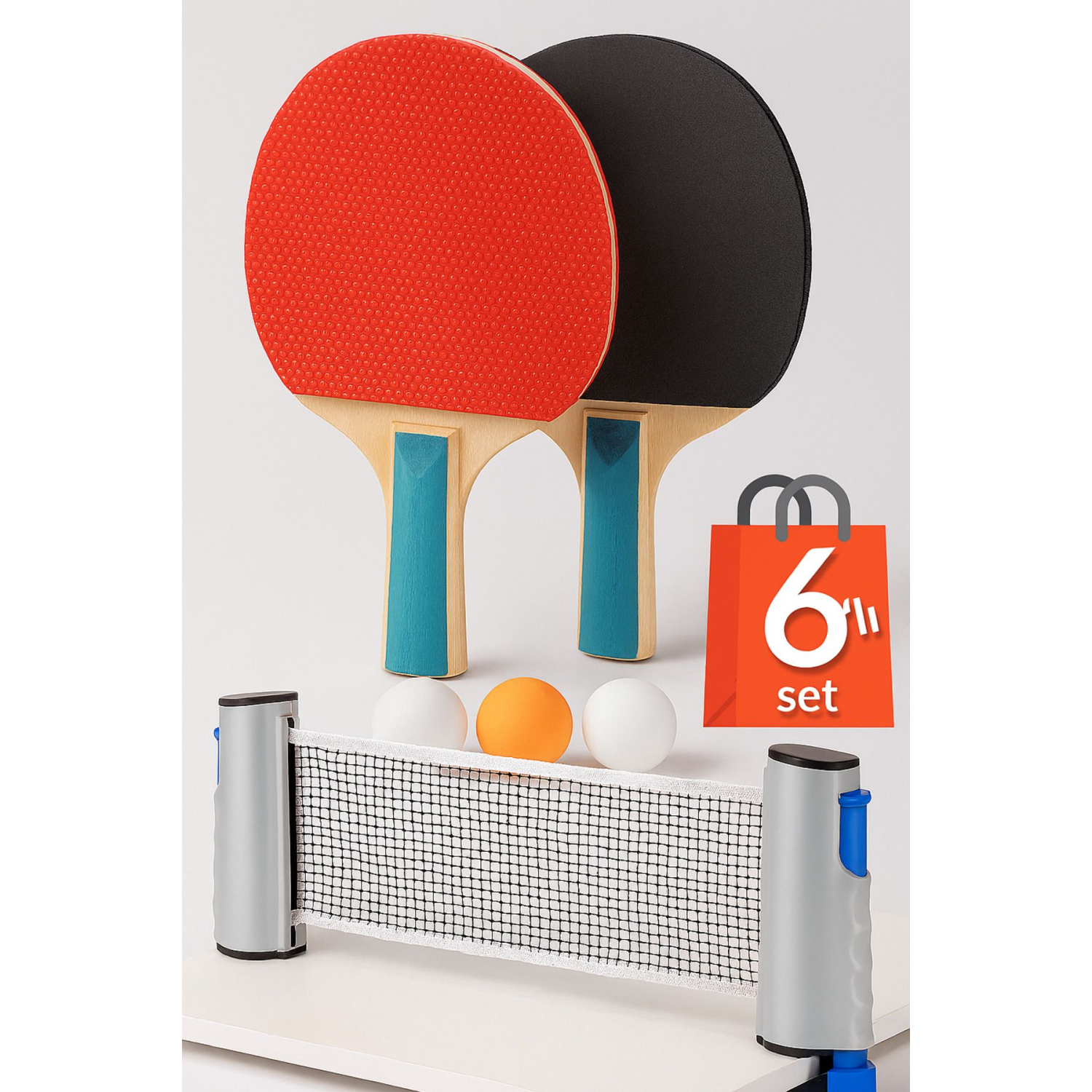 Masa Tenisi Filesi Raket Top Seti 6lı Otomatik Gerdirme Mekanizmalı Tüm Masalara Uyumlu Pinpon Ağı