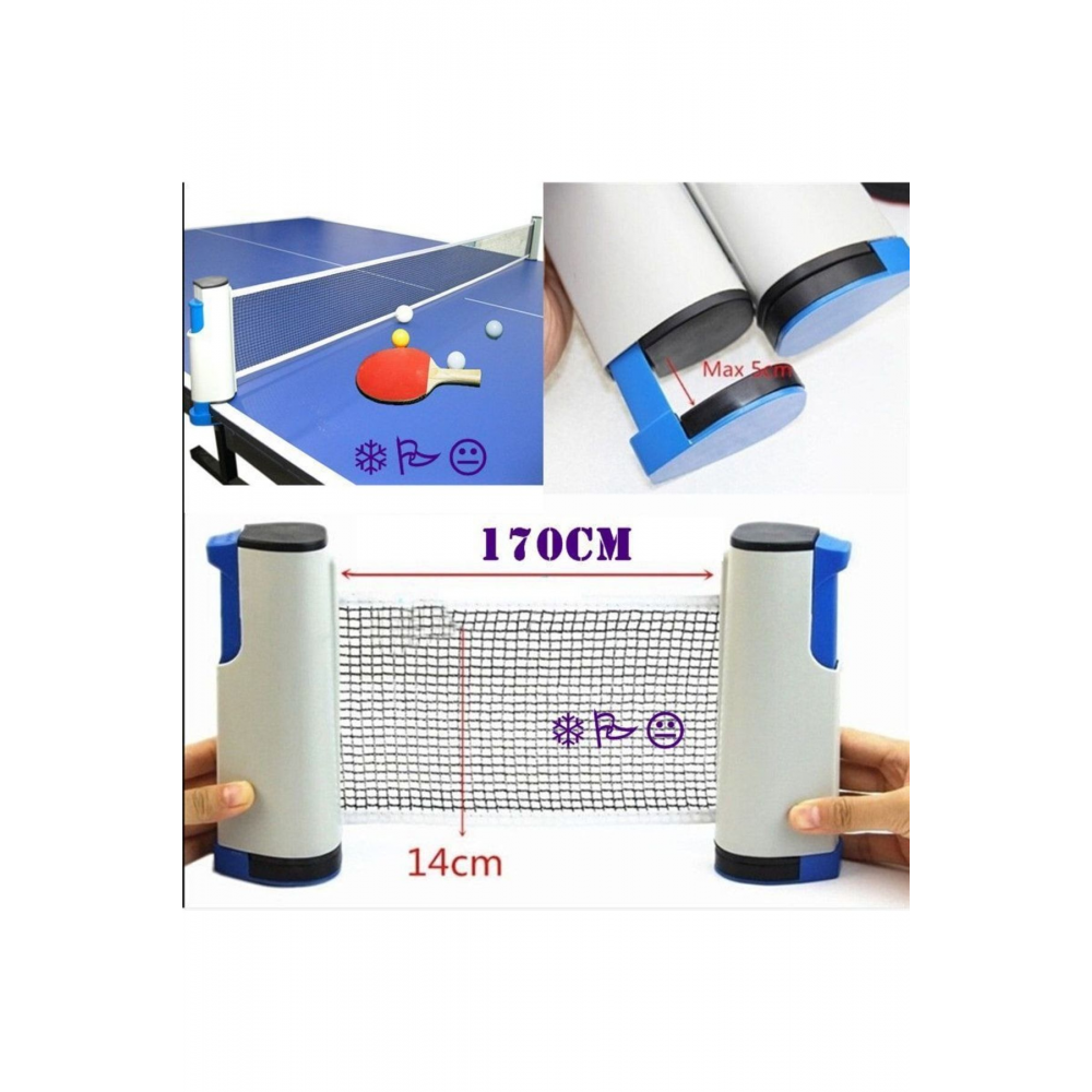 Portatif Açılır Kapanır Ayarlı Masa Tenisi File 2 Raket 3 Top Set