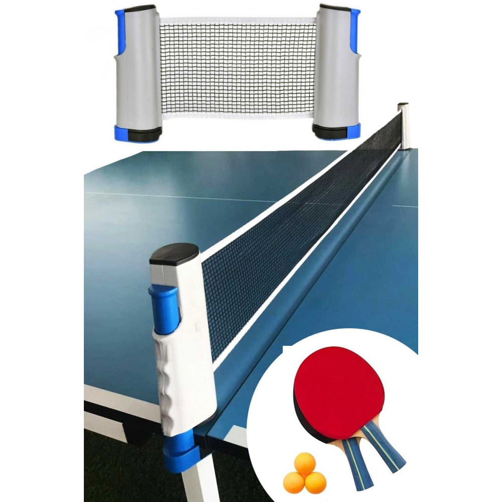 Portatif Katlanabilir Masa Tenis Seti Raket Ve File Sehpa Üzeri Masa Tenis Filesi Ve Raket Seti