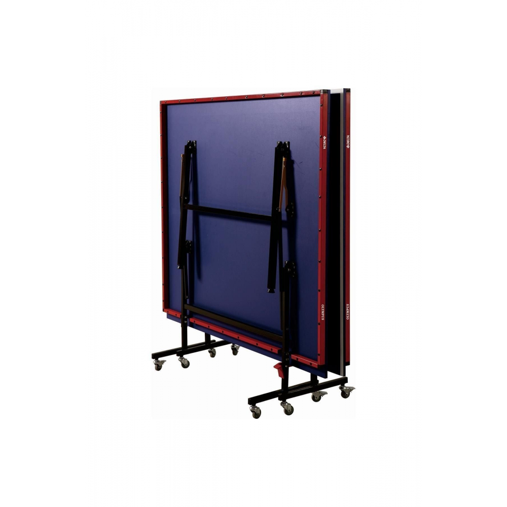 Olympus 16 mm Deluxe Katlanabilir Mavi Masa Tenisi Masası + Ağ-Demir + 2 Raket + 3 Top