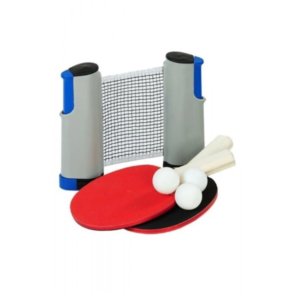 Açılır Kapanır Ayarlı Masa Tenisi Filesi Ve 2 Masa Tenisi Raketi + 3 Pinpon Top Set