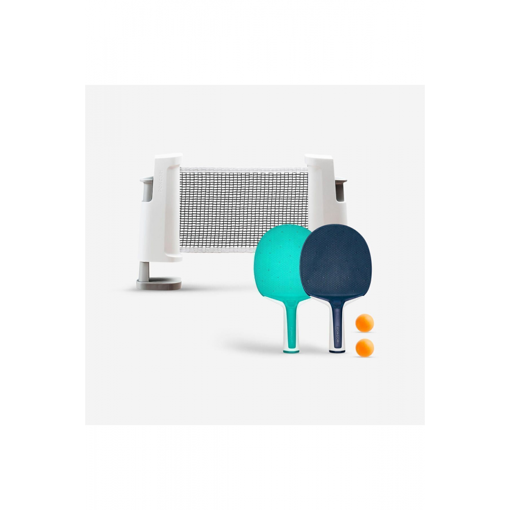 Rollnet Masa Tenisi Seti - 2 Raket / 2 Top - Beyaz / Gri