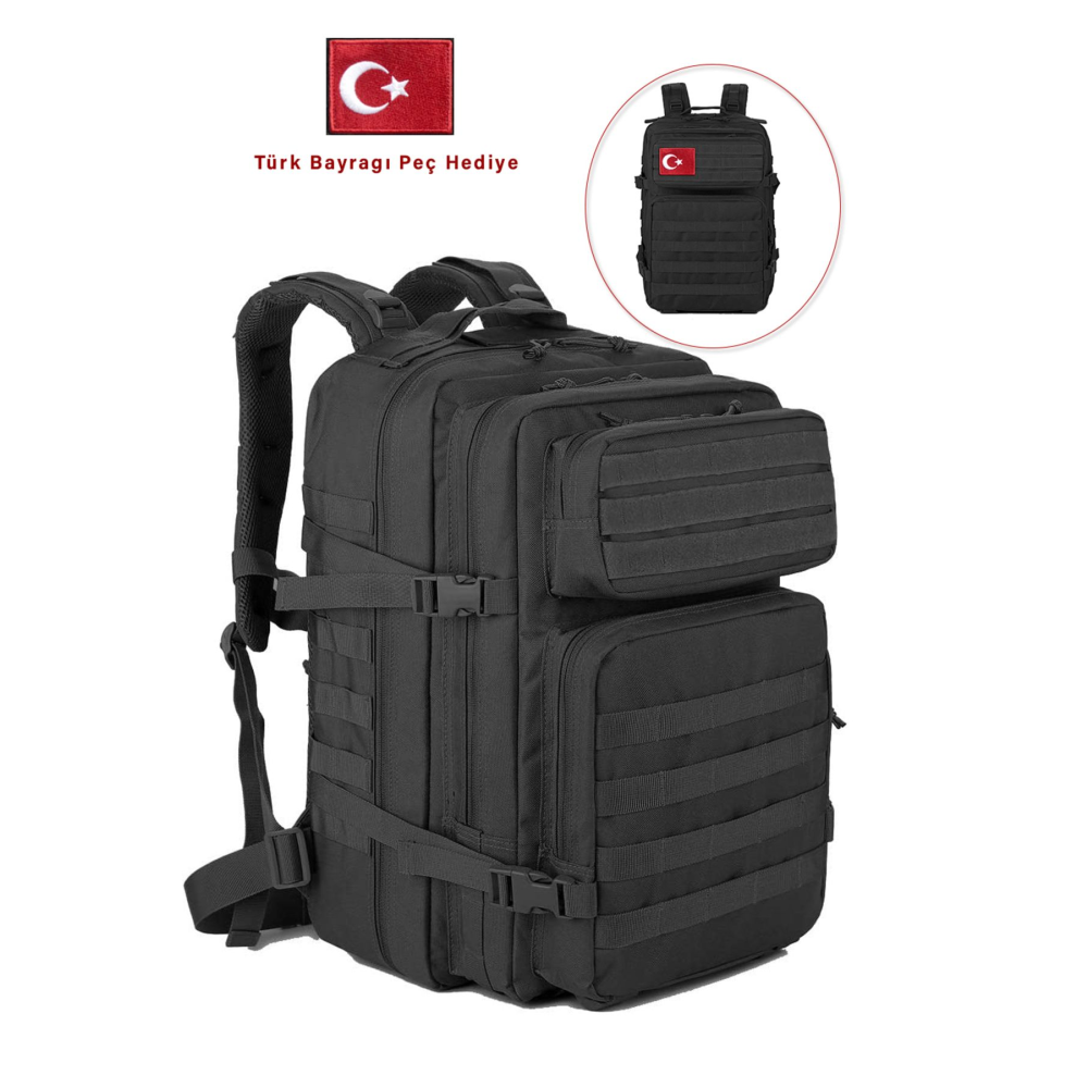 Askeri Taktik Büyük Sırt Çantası - Lüks Dağcı Çantası - Peç Hediyeli