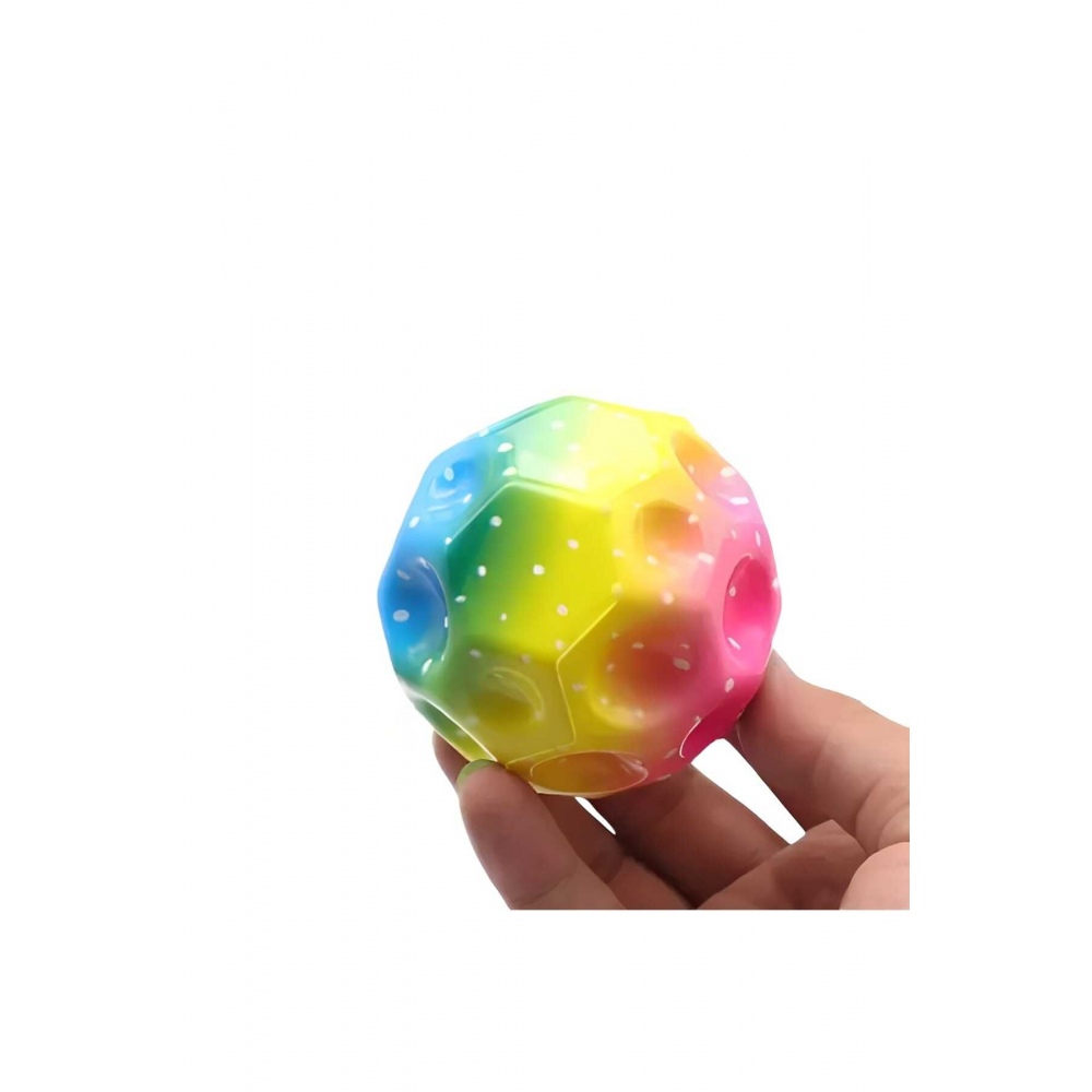Yükseğe Zıplayan Delikli Bouncer Ball Süper Uzay Topu 1 Adet gökkuşağı renkleri