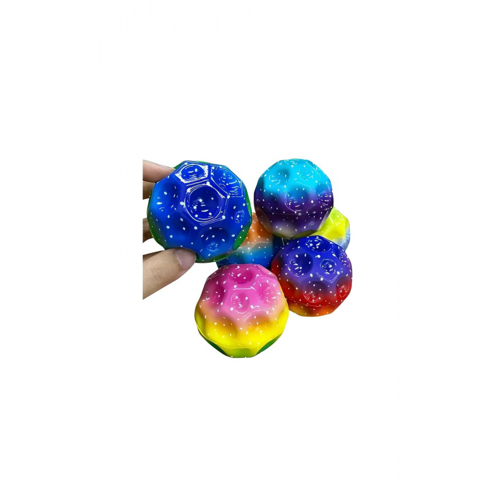 Yükseğe Zıplayan Delikli Bouncer Ball Süper Uzay Topu 1 Adet gökkuşağı renkleri