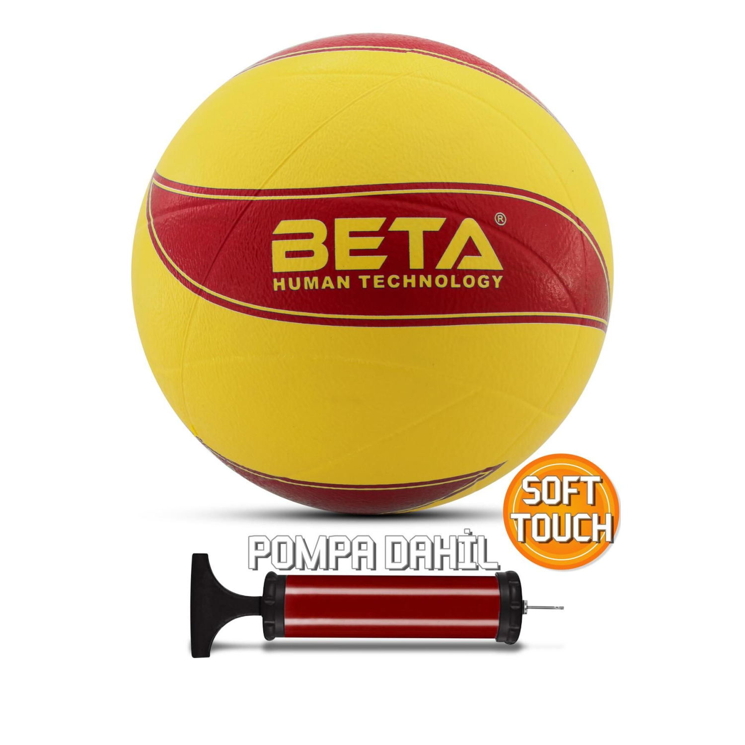 Voleybol Topu Pompalı Dahil Set Kauçuk Beta Dikişsiz Yekpare Üretim Kırmızı