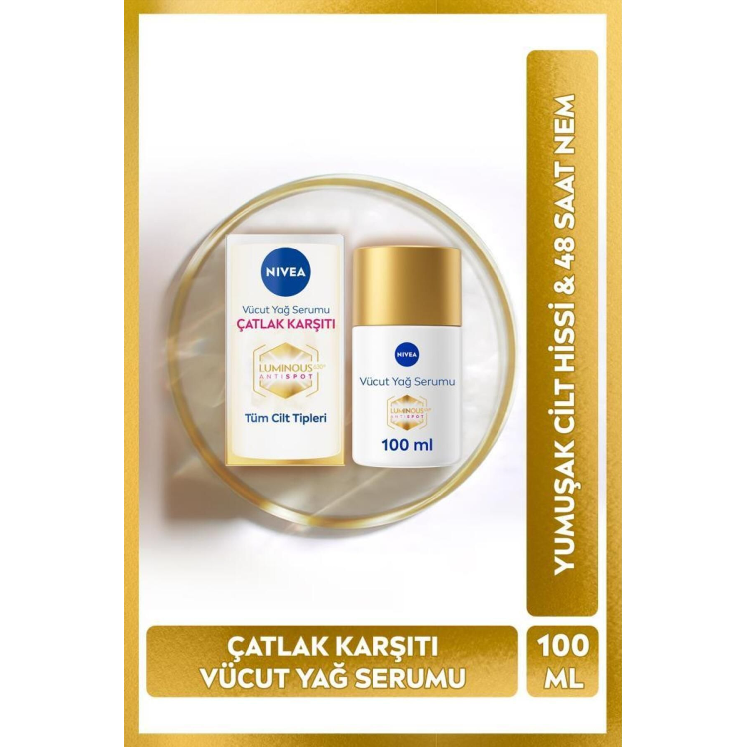 Luminous Çatlak Karşıtı Vücut Yağ Serumu 100ml, Cilt Tonu Eşitleyici, 48 Saat Nemlendirici