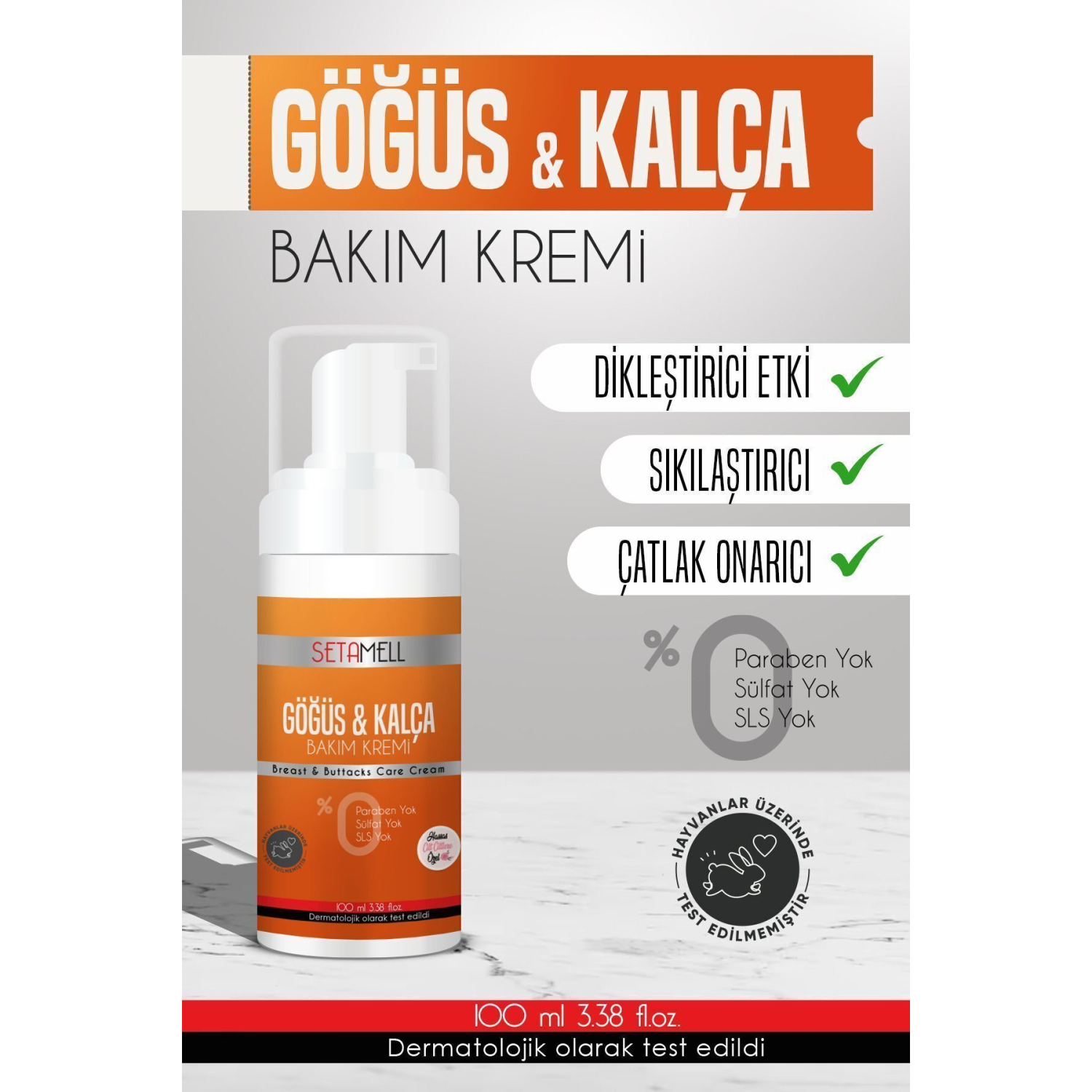 Göğüs Ve Kalça Dikleştirici & Dolgunlaştırıcı Sıkılaştırıcı Bakım Kremi 100 ml