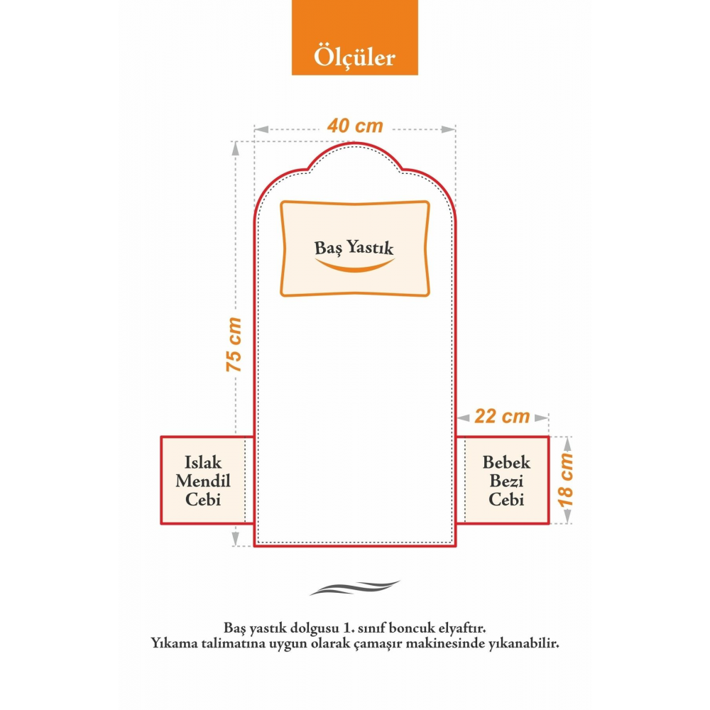Alt Açma Minderi - Çantalı - Pudra Kelebek