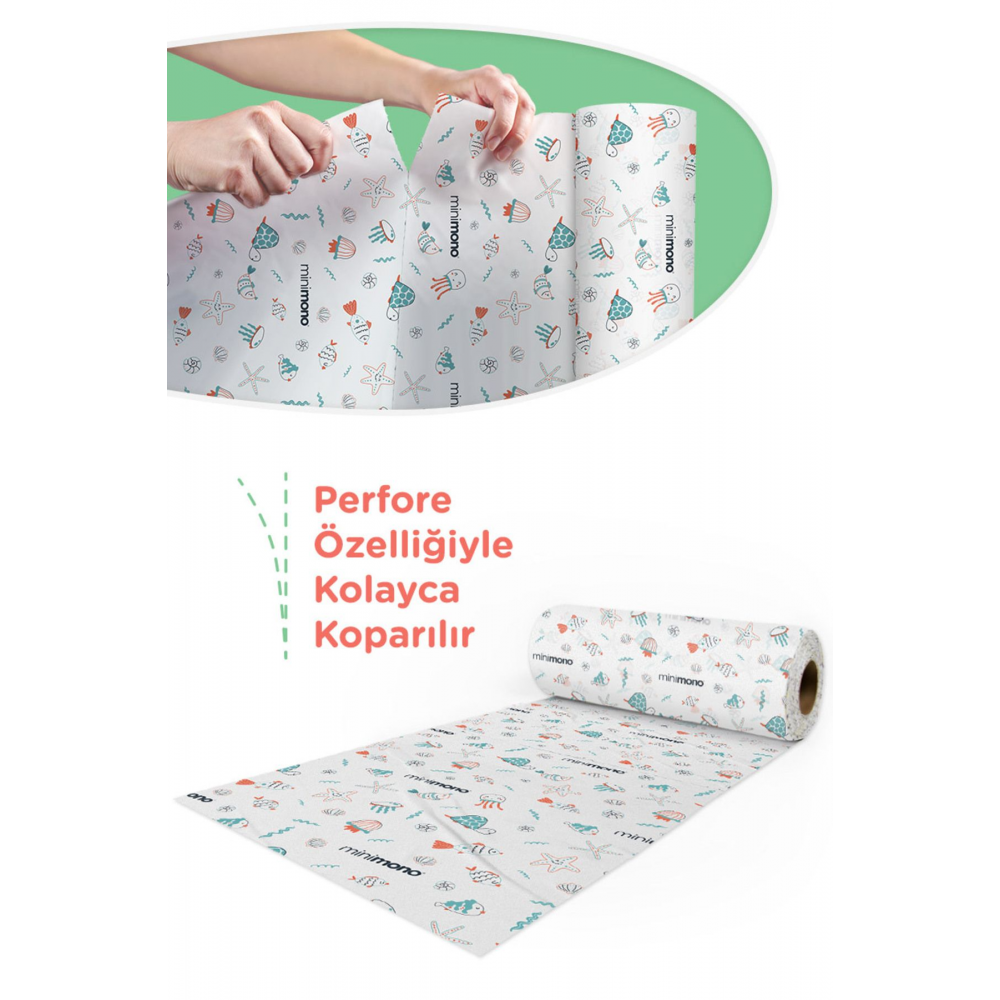 Mama Sandalyesi Altı Ve Aktivite Örtüsü 3 Rulo 30 Adet - Deniz Canlıları