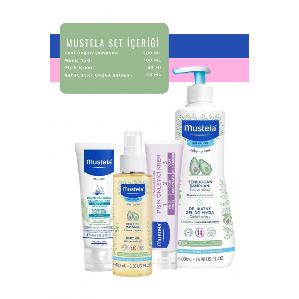Günlük 4 'lü Bakım Seti Orijinal Boy | Şampuan Pişik Kremi Masaj Yağı Göğüs Kremi