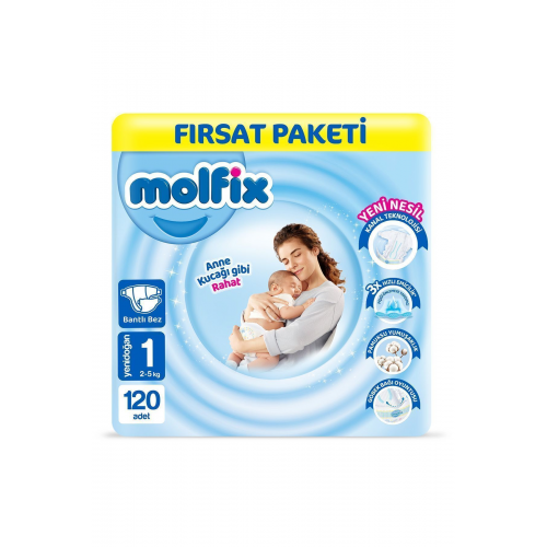 Bebek Bezi 1 Beden Yenidoğan Fırsat Paketi 120 Adet