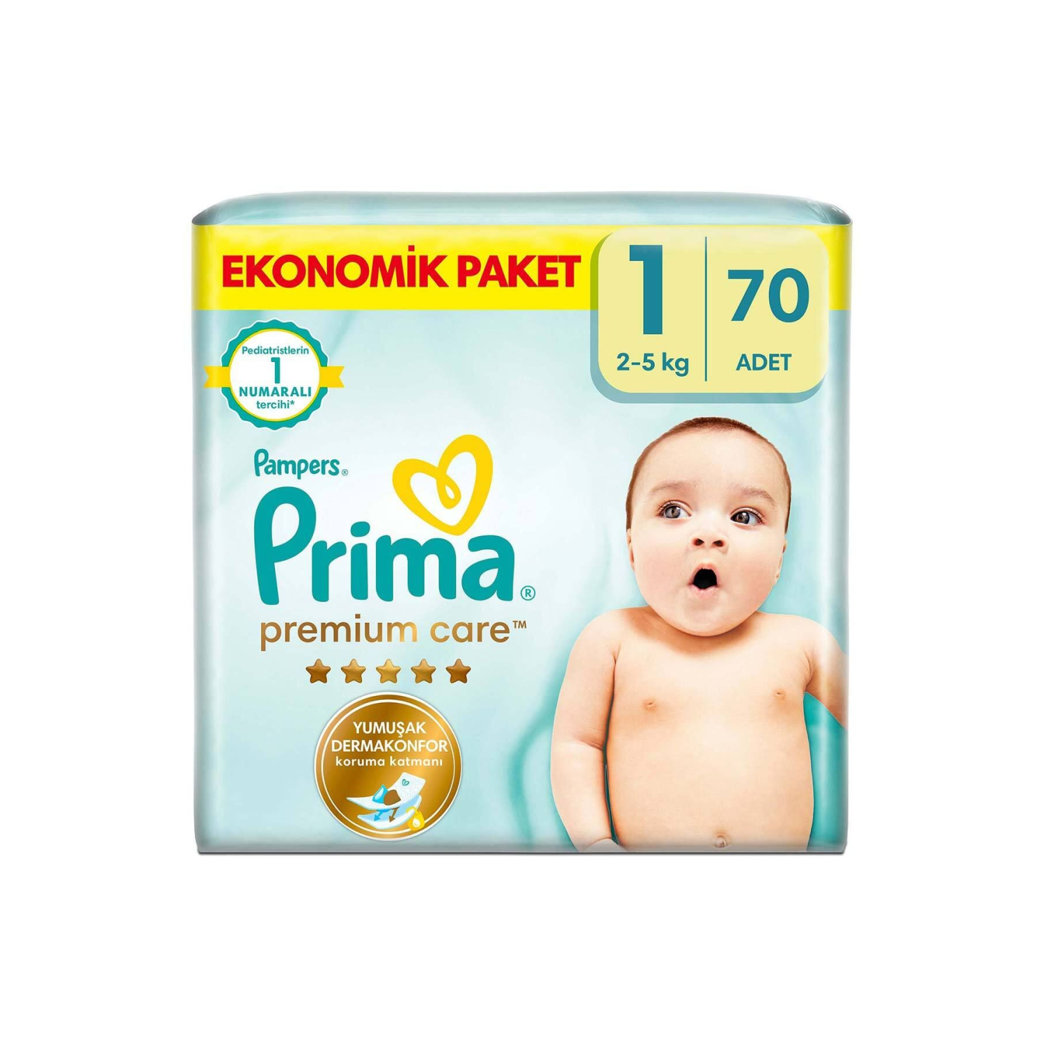 Bebek Bezi Premium Care 1 Beden 70 Adet Yenidoğan Jumbo Paket