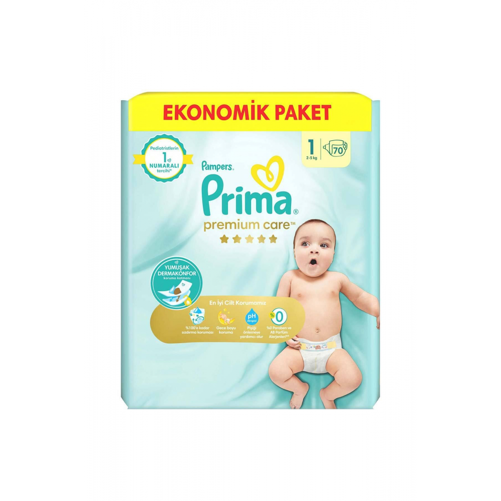 Bebek Bezi Premium Care 1 Beden 70 Adet Yenidoğan Jumbo Paket