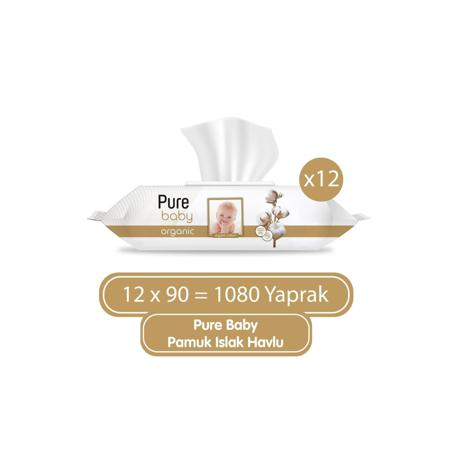 Organik Pamuklu Islak Havlu 12×90 (1080 Yaprak)