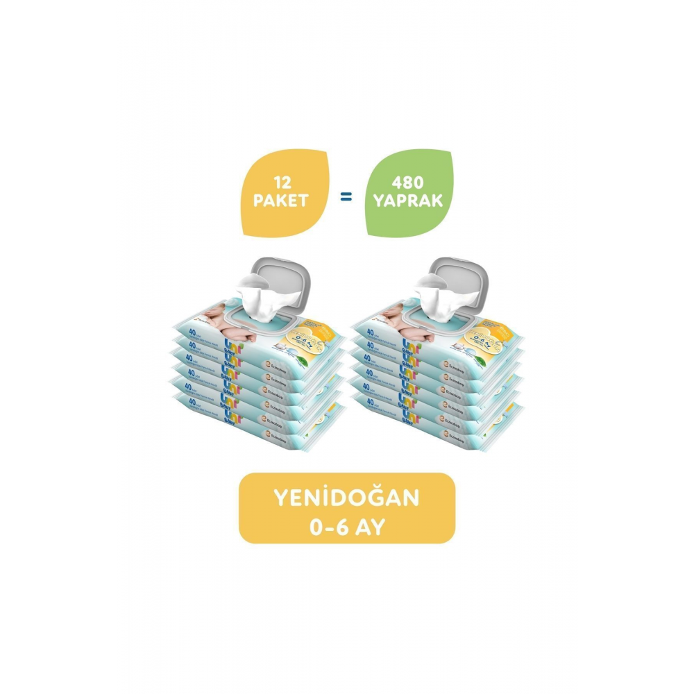 Yenidoğan Islak Mendil 12'li 480 Yaprak