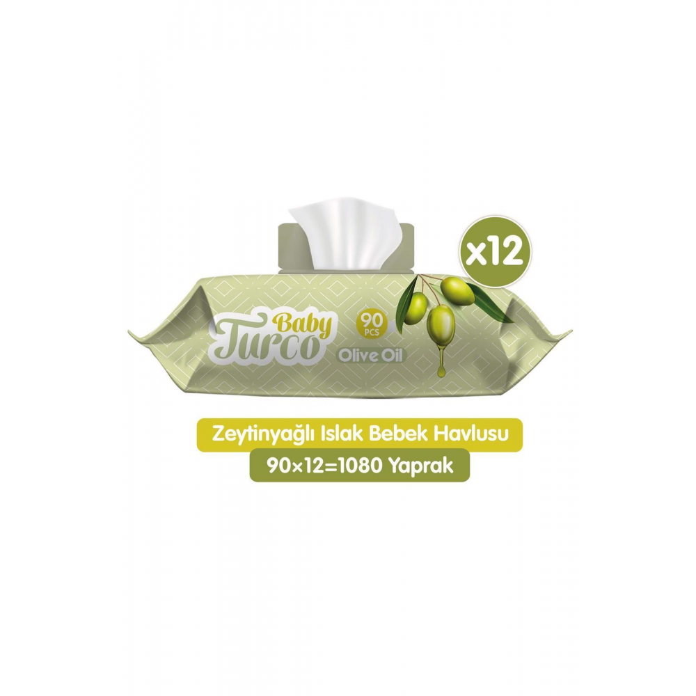 Zeytinyağlı Islak Bebek Havlusu 12x90 Adet