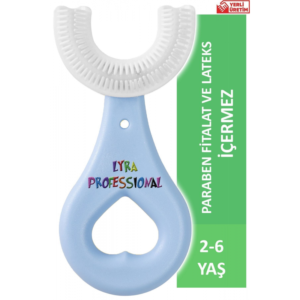 U Şeklinde Pratik Çocuk Diş Fırçası 2-6 Yaş Mavi