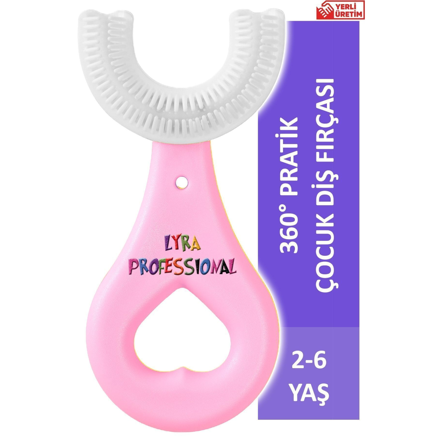 U Şeklinde Pratik Çocuk Diş Fırçası 2-6 Yaş Pembe