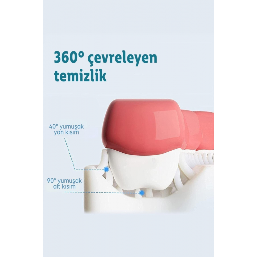 U Şeklinde Pratik Çocuk Diş Fırçası 2-6 Yaş Pembe