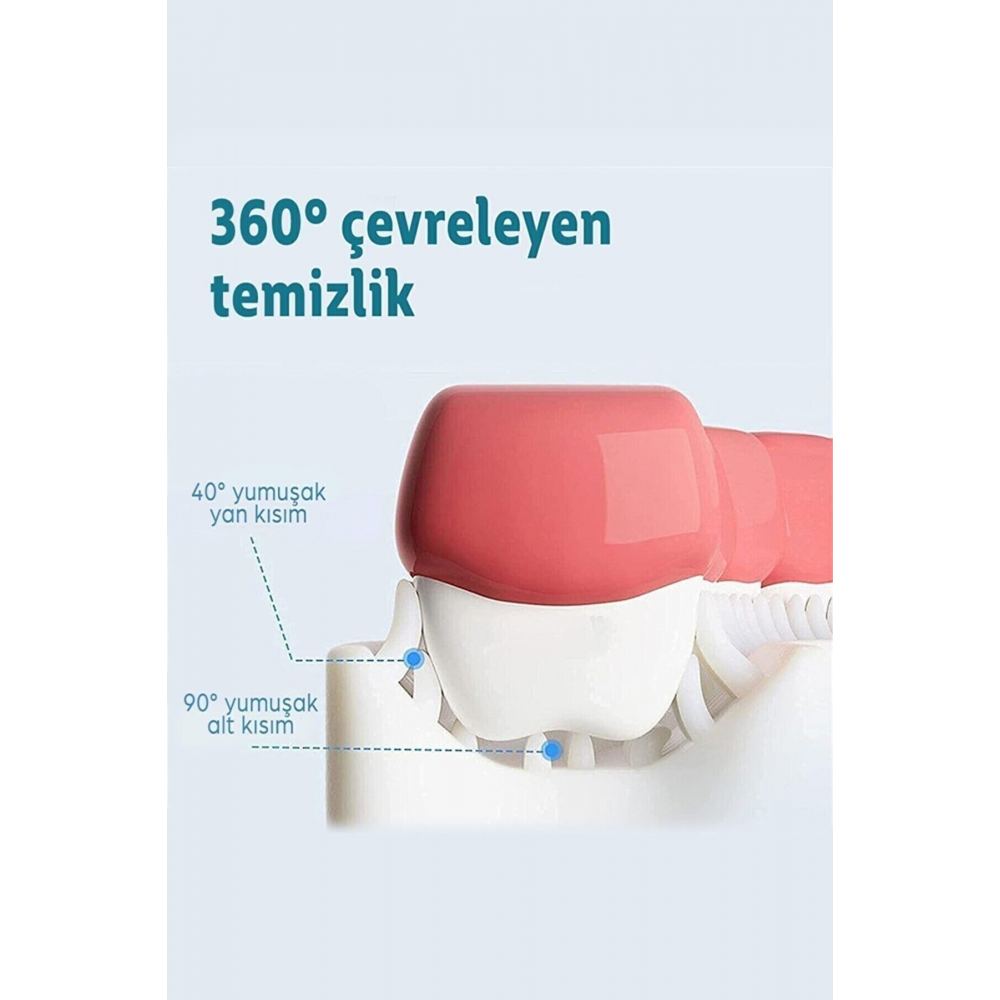 U Şeklinde Pratik Çocuk Diş Fırçası 6-12 Yaş Black-pink