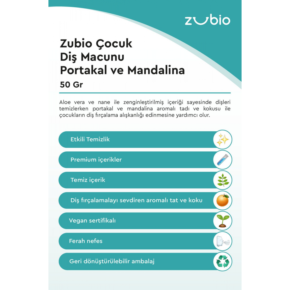 Florürsüz Çocuk Diş Macunu Portakal Ve Mandalina, 50 gr