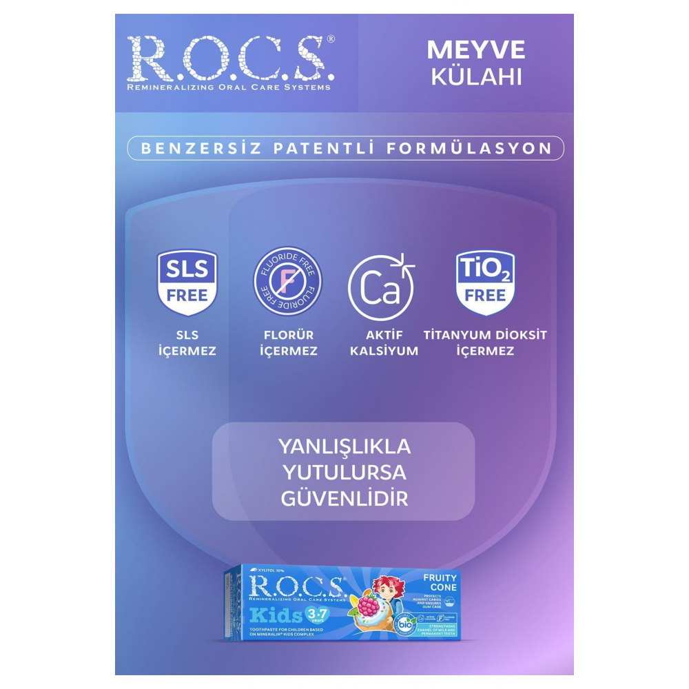 Rocs Kids 3-7 Yaş Meyveli Çocuk Diş Macunu Meyve Külahı 35ml.