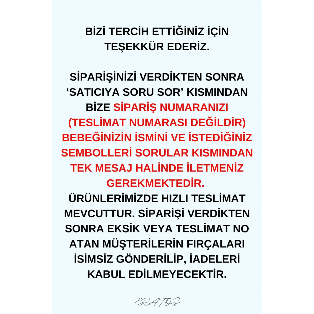 Bebeğinizin Ismine Özel(LAZER MARKALAMA) %100 Doğal Keçi Kılı Bebek Fırçası