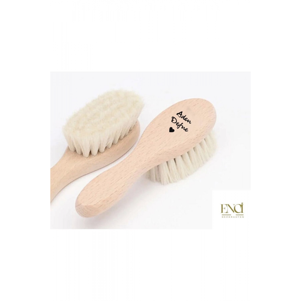 İsme Özel Doğal Bebek Keçi Kılı Tarak