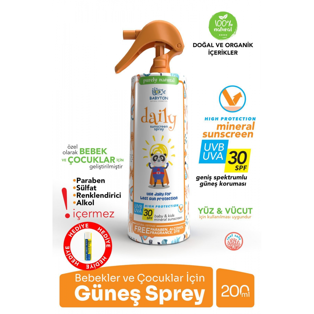 Bebek Ve Çocuklar Için Doğal Güneş Koruyucu Sprey 200 Ml