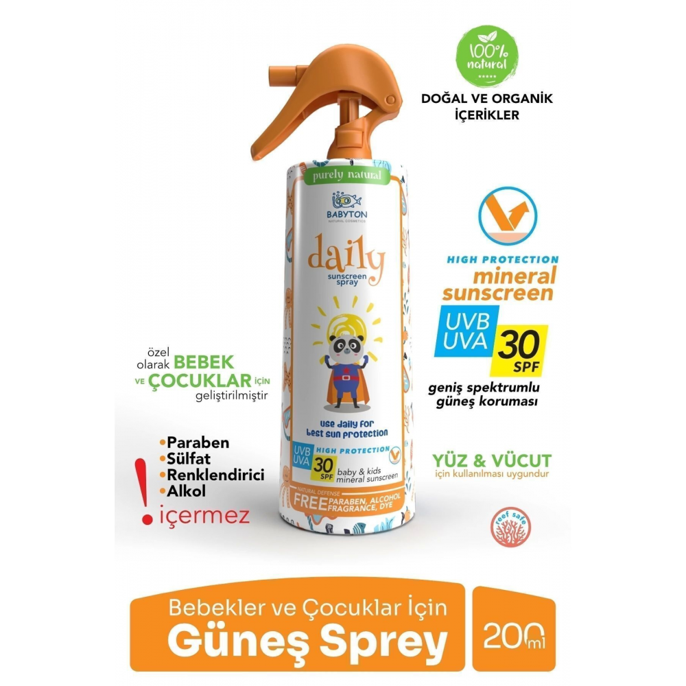Bebek Ve Çocuklar Için Doğal Güneş Koruyucu Sprey 200 Ml