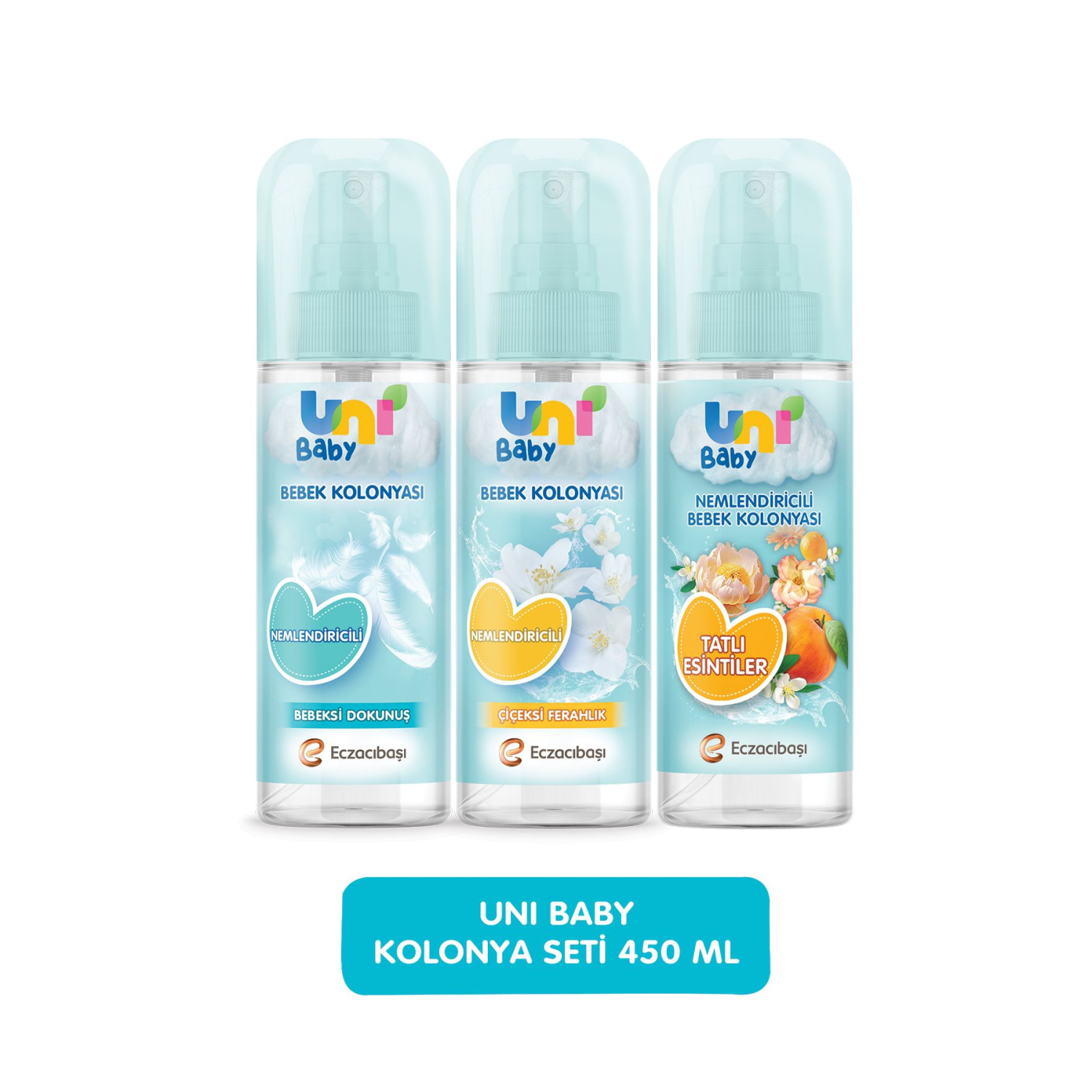 Kolonya Seti 450 ml (Çiçeksi Kokular & Bebeksi Kokular & Tatlı Esintiler)