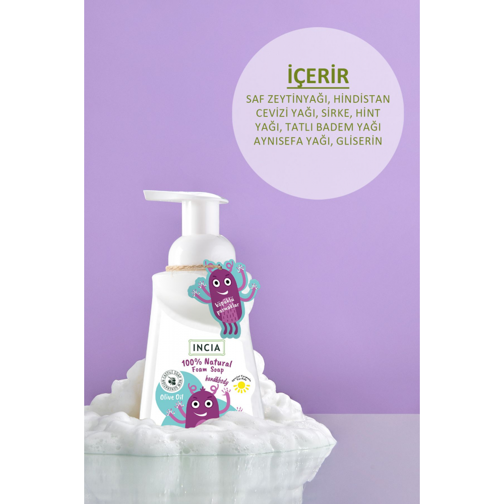 %100 Doğal Köpük Kastil Sabunu-çocuklar Için Zeytinyağlı 10 Bitkisel Değerli Yağ Vegan 200 ml