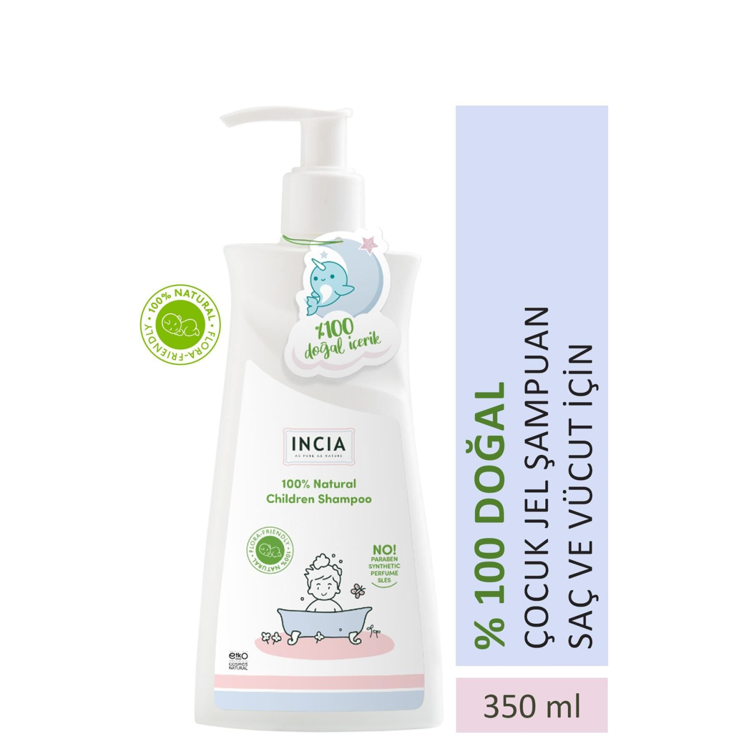 %100 Doğal Organik Sertifikalı Bebek Ve Çocuk Jel Şampuanı Saç Vücut Lavanta Konak Önleyici 350 ml