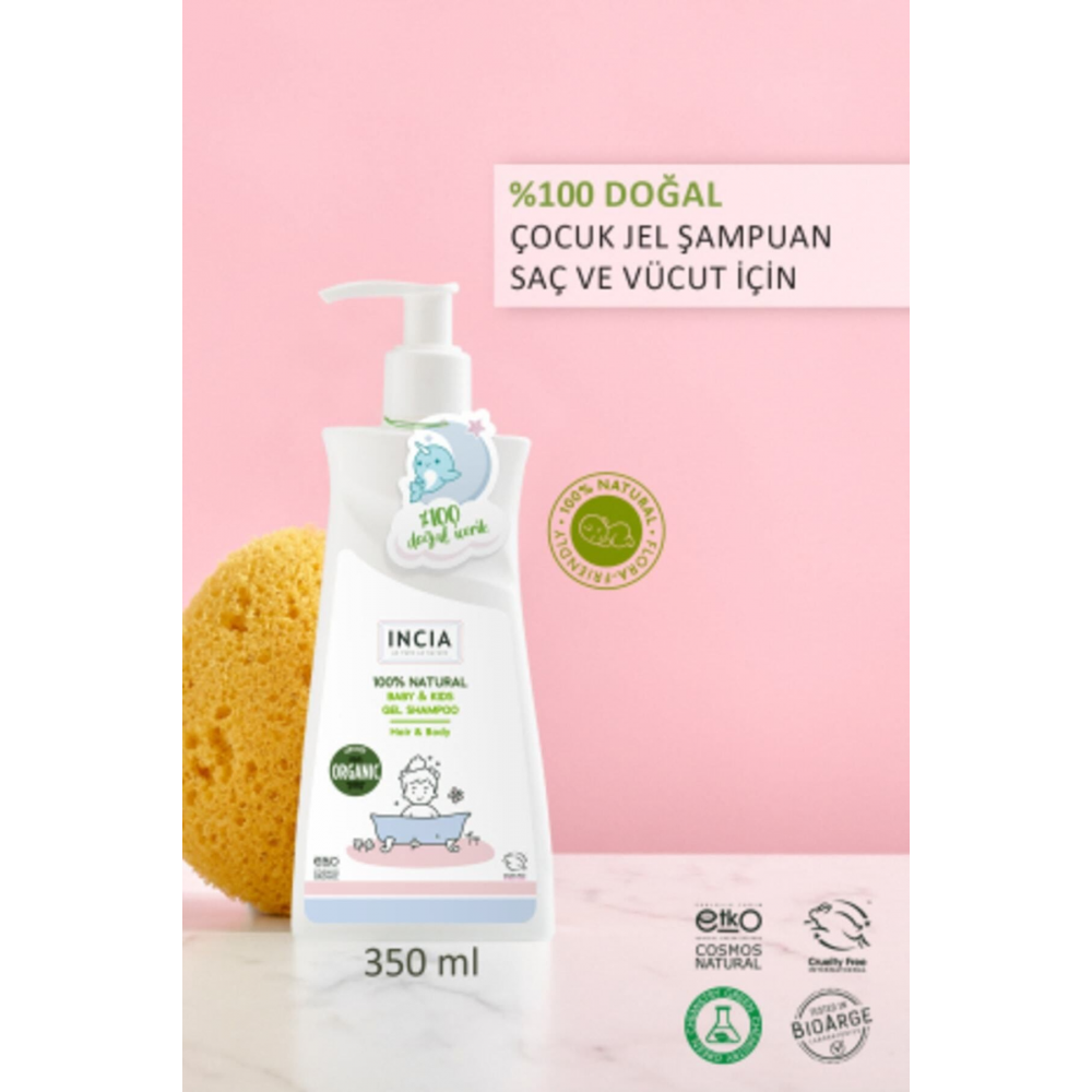 %100 Doğal Organik Sertifikalı Bebek Ve Çocuk Jel Şampuanı Saç Vücut Lavanta Konak Önleyici 350 ml