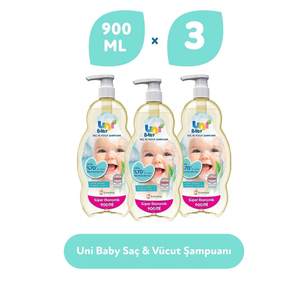 Saç Ve Vücut Şampuan 900 ml 3'lü