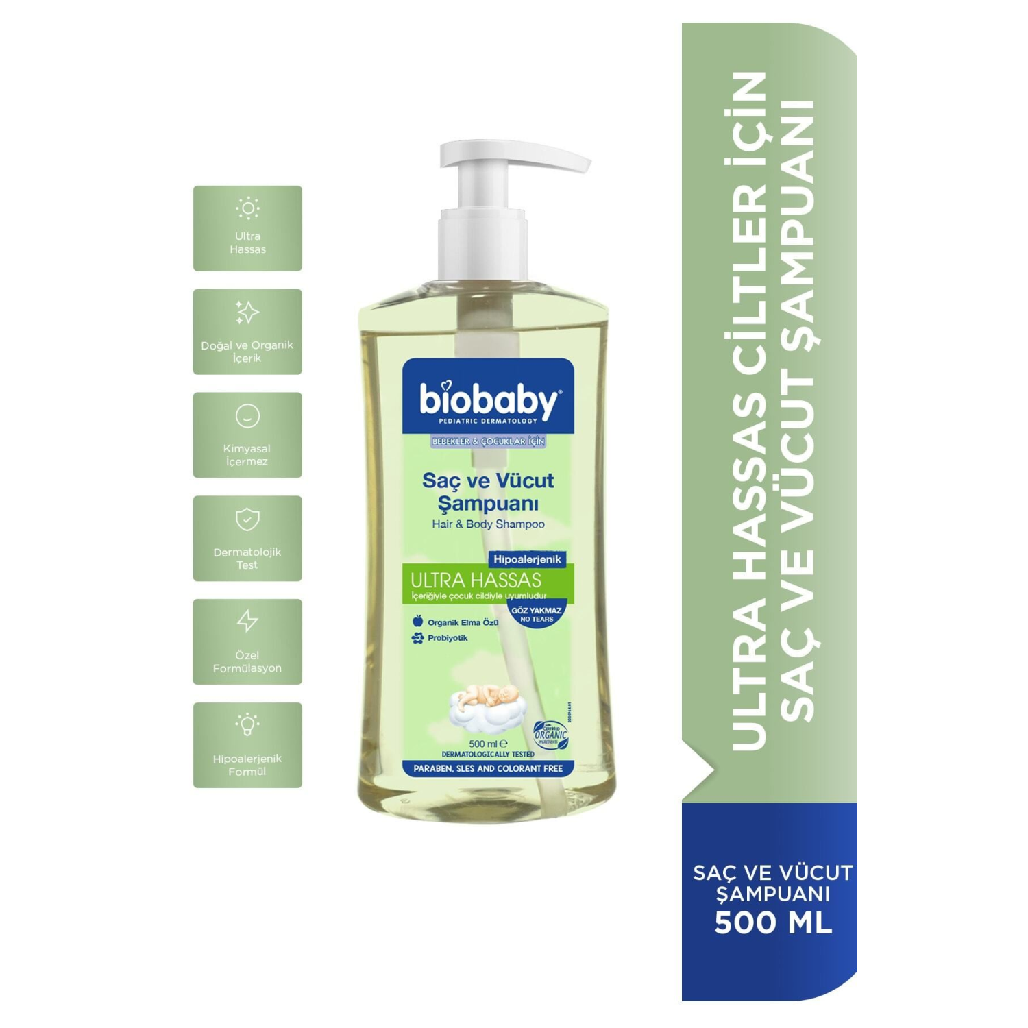 Ultra Hassas Saç Ve Vücut Şampuanı 500 ml Prebiyotik Alman Papatyası - Organik İçerik