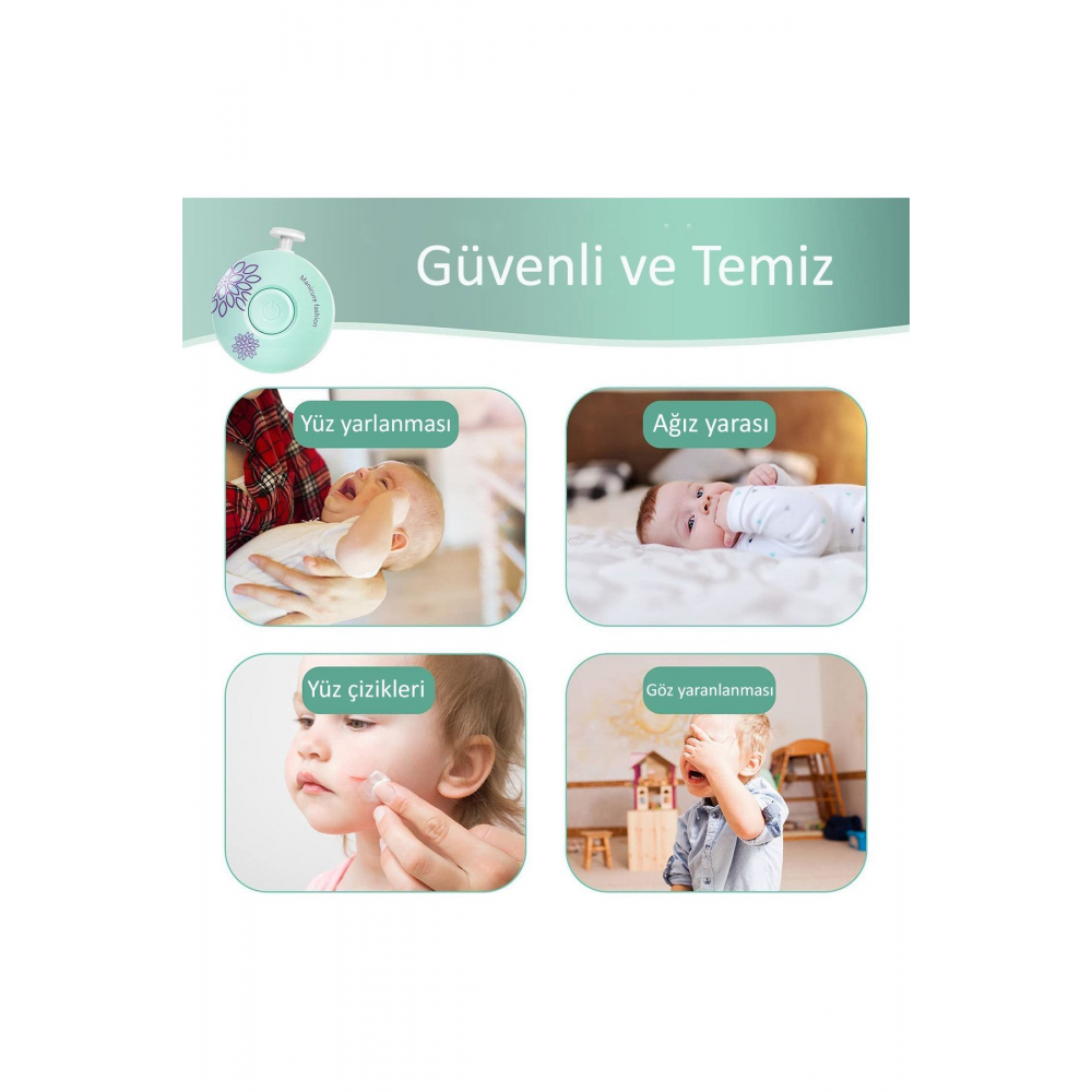 6 Başlıklı Yenidoğan Bebek Tırnak Törpüsü Pilli Çocuk Tırnak Parlatıcı Tırnak Makası Manikür Seti