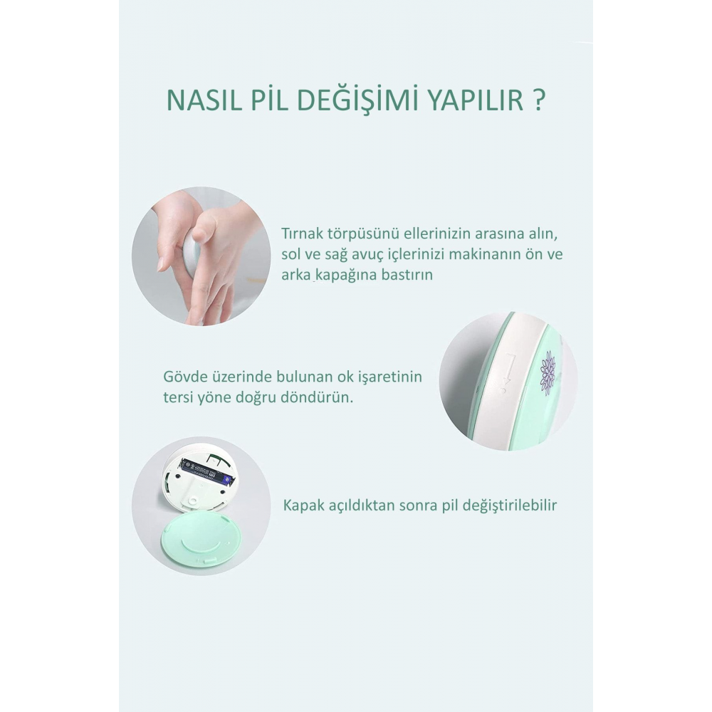 6 Başlıklı Yenidoğan Bebek Tırnak Törpüsü Pilli Çocuk Tırnak Parlatıcı Tırnak Makası Manikür Seti