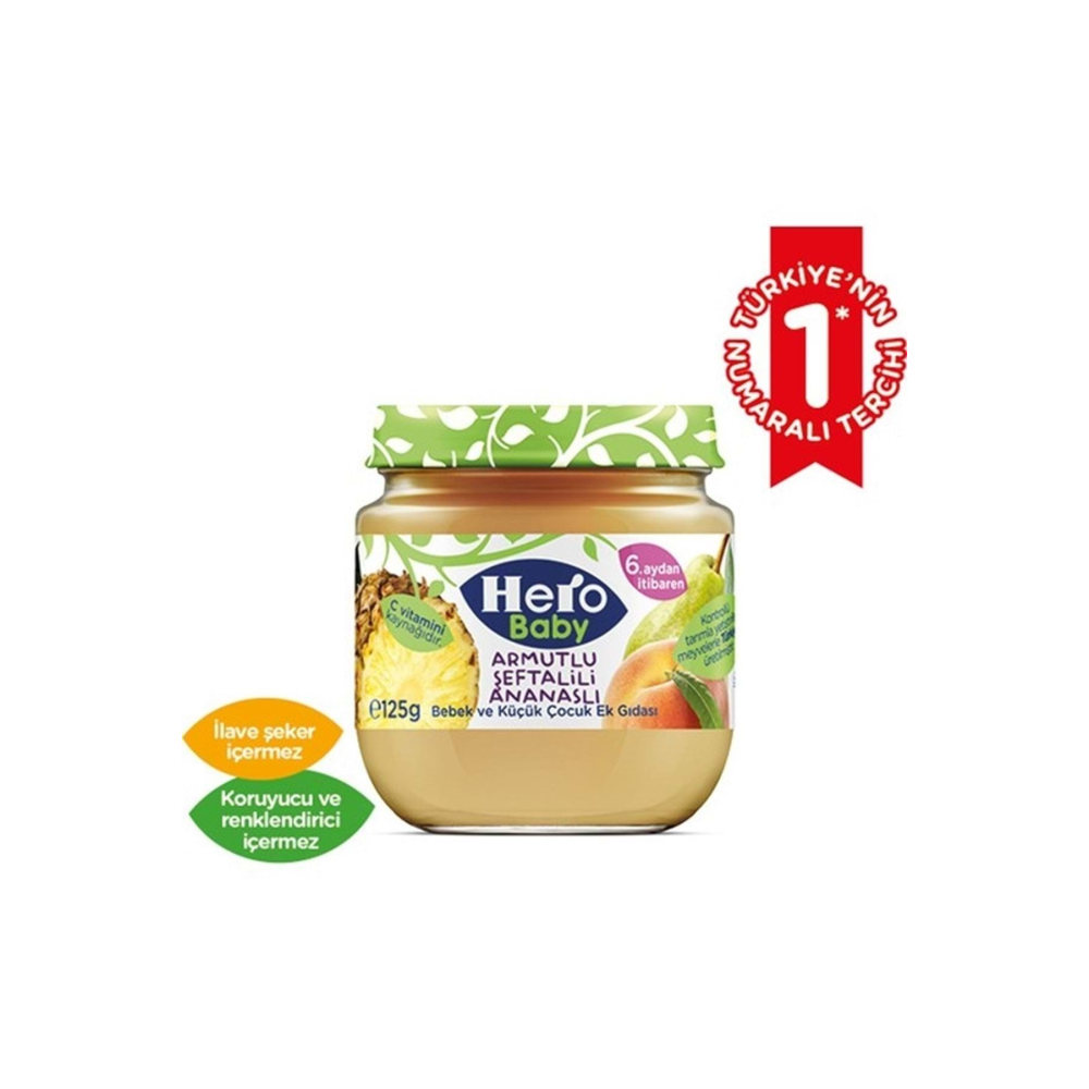 Kavanoz Maması 125gr Armut Ananas Şeftali (12 Lİ SET)