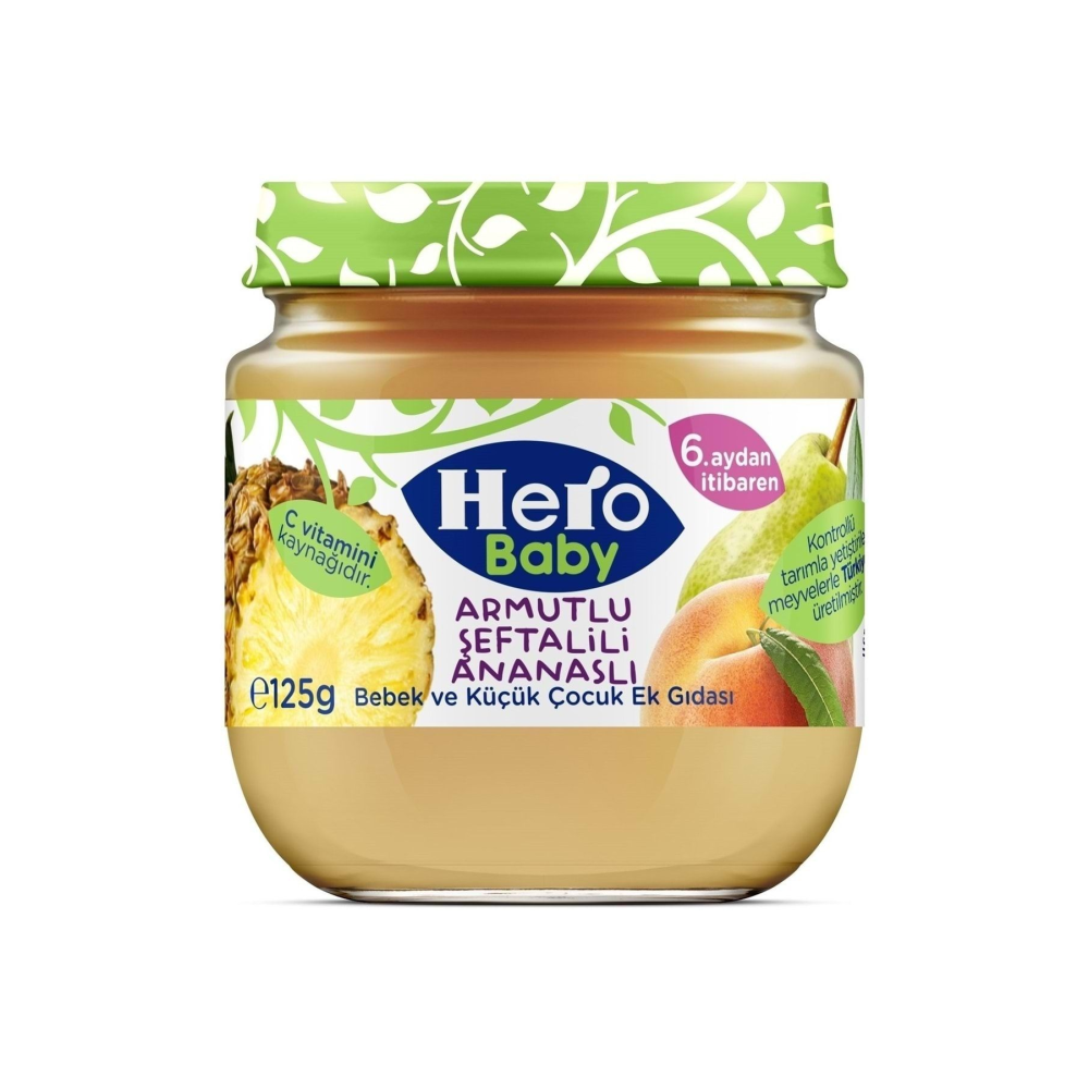 Kavanoz Maması 125gr Armut Ananas Şeftali (12 Lİ SET)