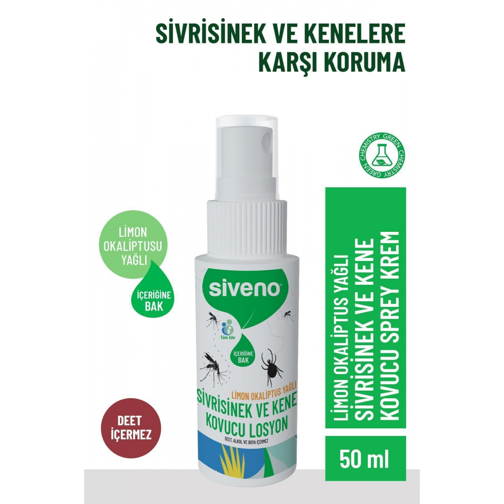 Sivrisinek Ve Kene Kovucu Sprey Losyon Bitkisel Tüm Vücut Için Seyahat Tatil Boy 50 ml