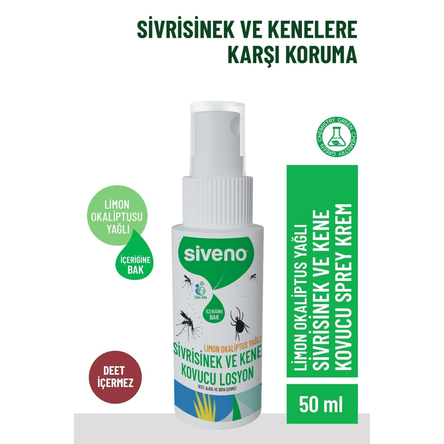 Sivrisinek Ve Kene Kovucu Sprey Losyon Bitkisel Tüm Vücut Için Seyahat Tatil Boy 50 ml