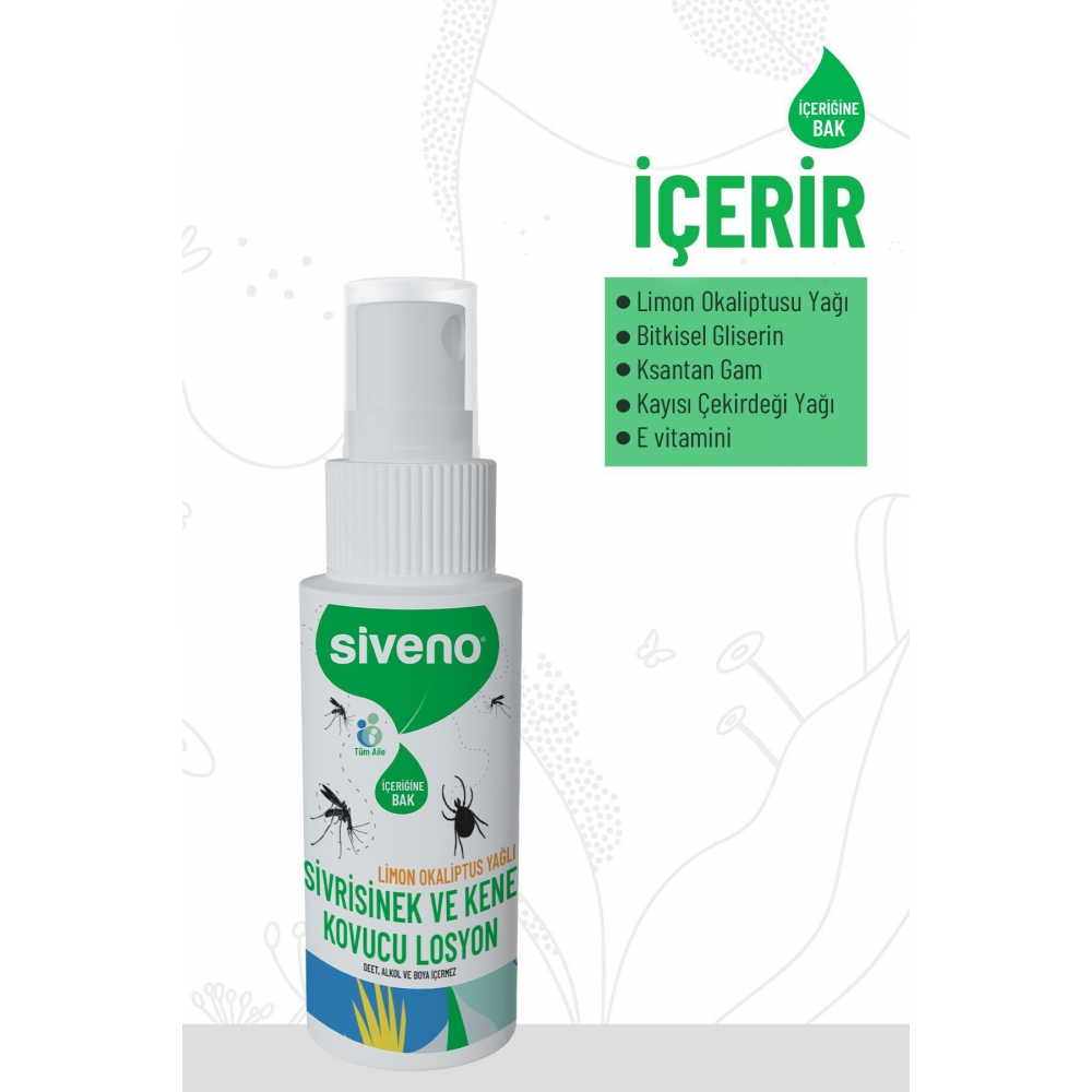 Sivrisinek Ve Kene Kovucu Sprey Losyon Bitkisel Tüm Vücut Için Seyahat Tatil Boy 50 ml