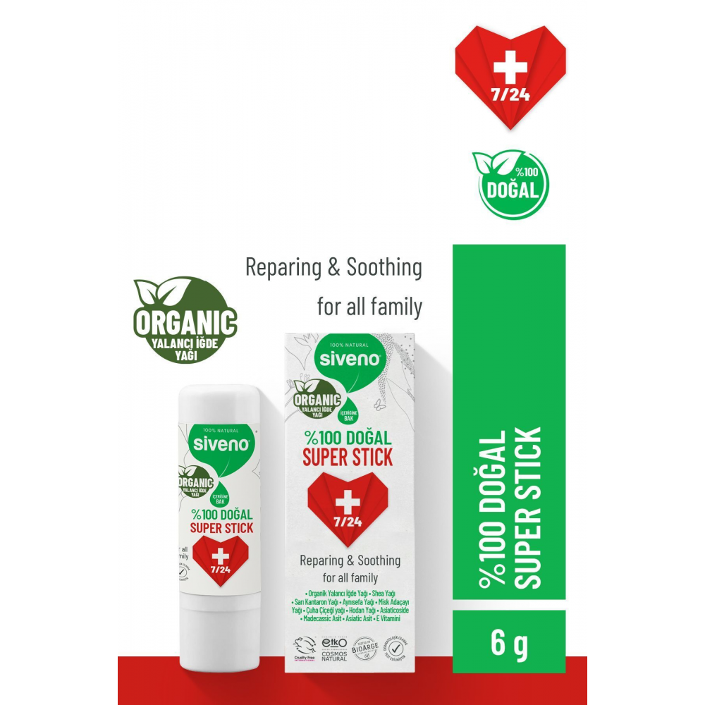 %100 Doğal Super Stick Anlık Yatıştırıcı Onarıcı Organik Yalancı Iğde Yağlı bitkisel 6 G
