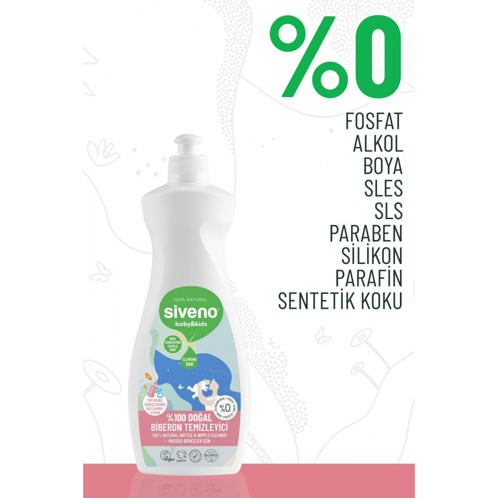 %100 Doğal Emzik Ve Biberon Temizleyicisi Bitkisel Elde Bulaşık Sabunu Nemlendirici Vegan 500 ml
