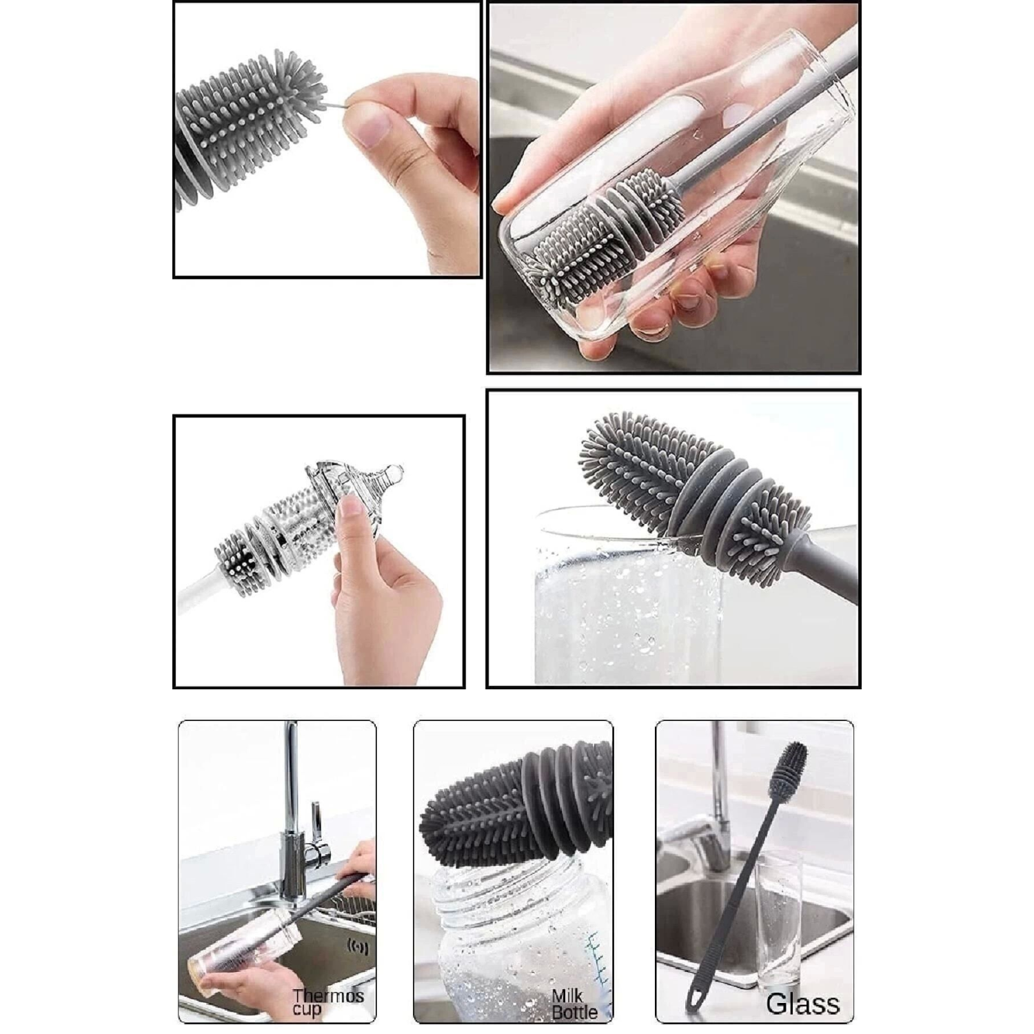 Biberon Emzik Temizleyici Tpr Silikon Fırça Termos Suluk Sürahi Yağ Şişe Temizleme Fırçası