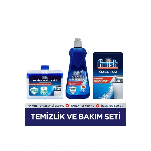 Temizlik ve Bakım Seti (Parlatıcı 400 ml + Makine Temizleyici Sıvı 250 ml + Tuz 550 g)
